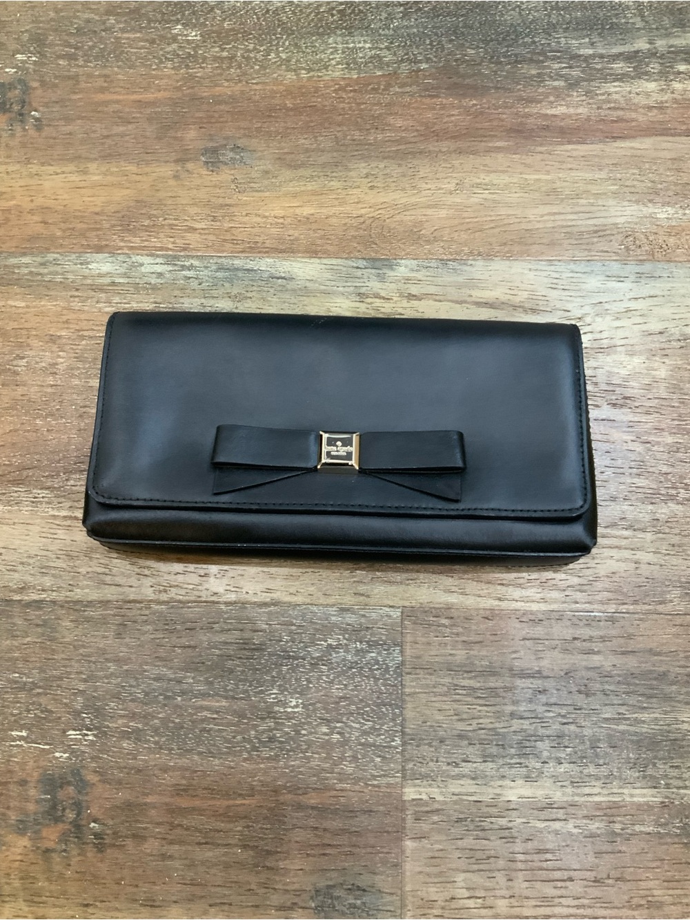 Kate Spade New York Keira Black Leather Evening Clutch Flap Bag
